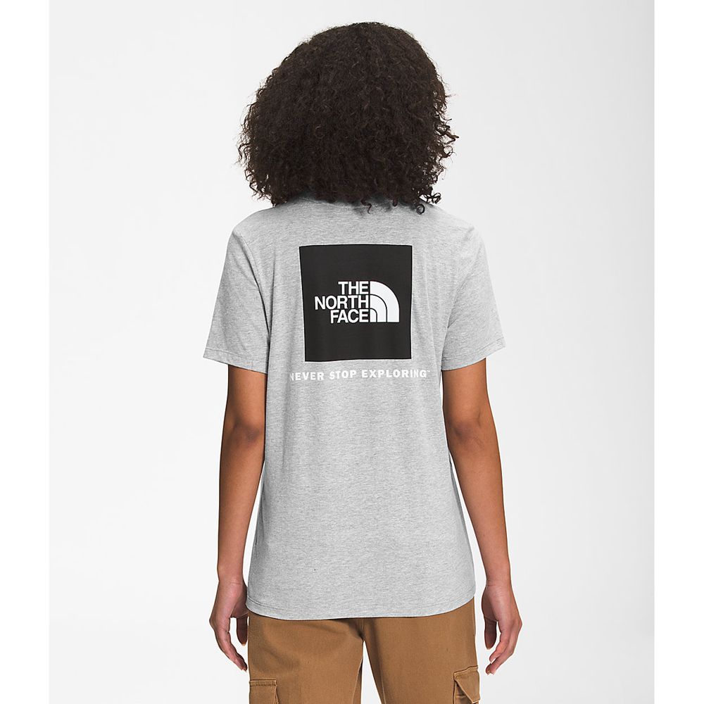 The North Face T-Shirts Womens Australia - The North Face Short Sleeve Box Nse Light Grey Never Stop